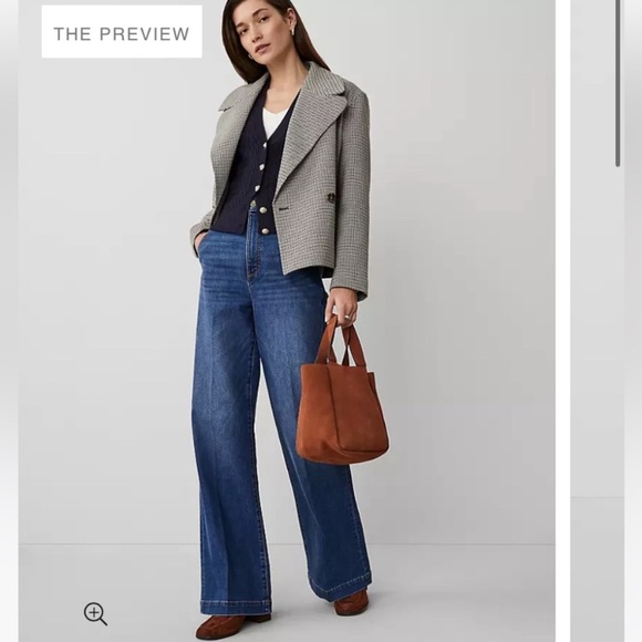 Banana Republic Jeans Wide Leg Trouser Stretch Blue Denim 25 - Picture 1 of 11